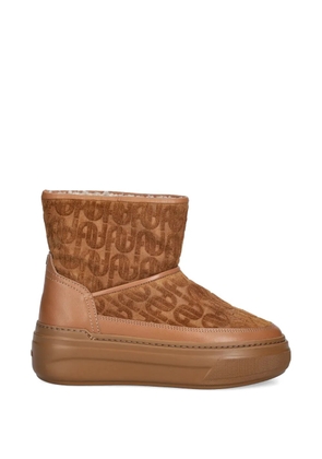 Furla logo-embossed platform boots - Brown