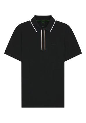 BOSS striped-collar polo shirt - Black