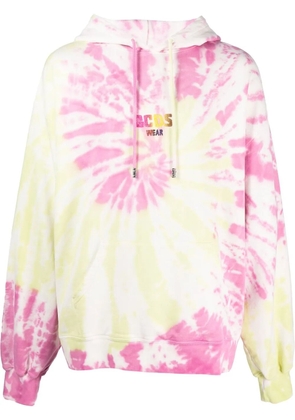 GCDS tie-dye print logo hoodie - Yellow