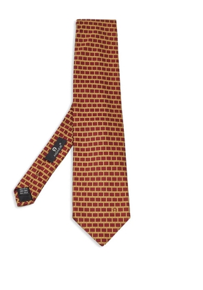 Aigner Vintage Pre-owned geometric-print silk tie - RED/YELLOW