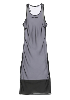 Patrizia Pepe logo-embroidered layered midi dress - Black