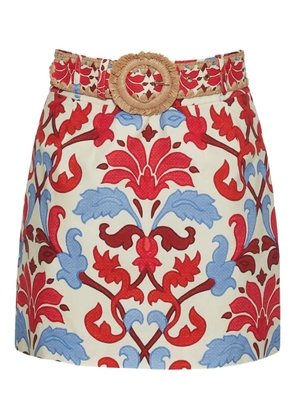 Cara Cara Blaze raffia-belt floral mini skirt - Neutrals