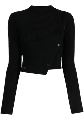 Feng Chen Wang asymmetric ribbed-knit jumper - Black