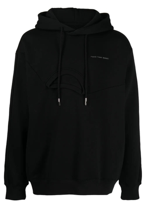 Feng Chen Wang logo-embroidered layered-detail hoodie - Black