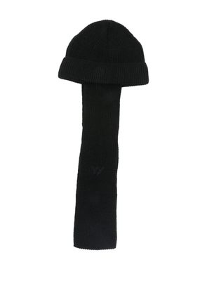 Open YY ribbed-knit scarf-tie beanie hat - Black