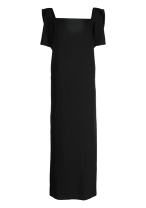 pushBUTTON bow-detailing square-neck dress - Black