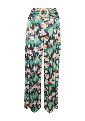 PatBO floral-print belted trousers - Black