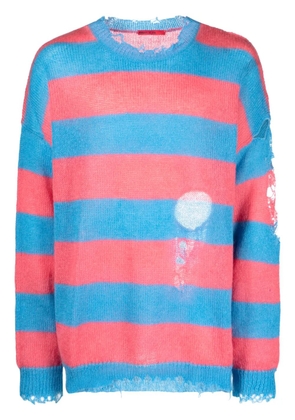 MEMBERS OF THE RAGE distressed striped jumper - Blue