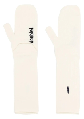 Doublet logo-intarsia knitted mittens - White