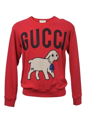 Gucci Pre-Owned crystal-embellished lamb-motif sweatshirt - Red