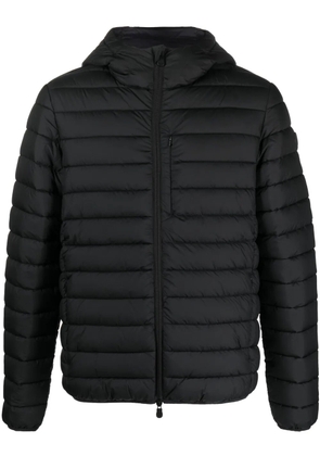Save The Duck logo-patch padded hooded jacket - Black