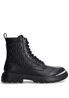 Karl Lagerfeld monogram leather boots - Black