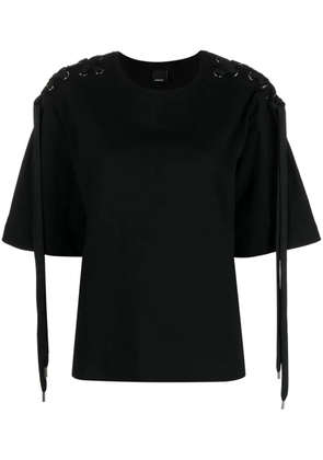 PINKO lace-up cotton T-shirt - Black