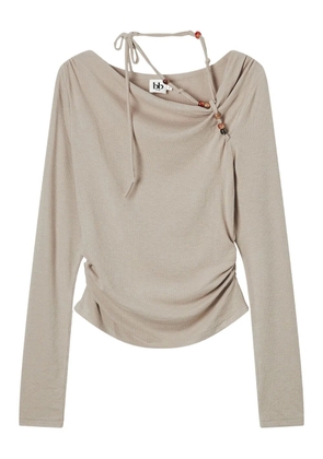 b+ab beaded-embellishment long-sleeve T-shirt - Neutrals
