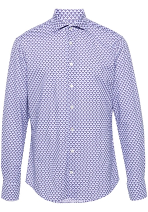 Traiano Milano geometric-print cutaway-collar shirt - Blue