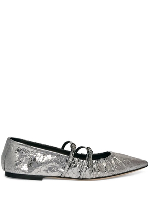 MSGM metallic-finish ballerina shoes - Silver