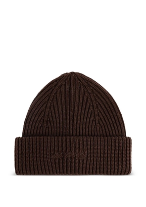 Lanvin ribbed logo beanie - Brown