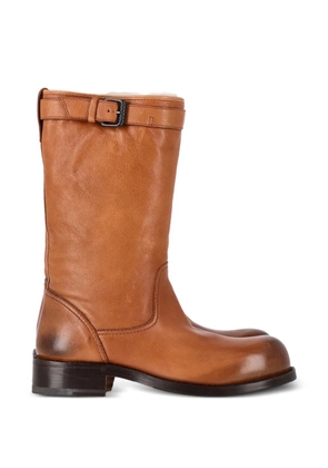 Bottega Veneta Pre-Owned biker-strap leather boots - Brown