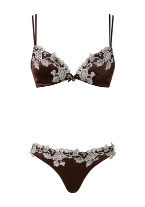 TWINSET floral-lace lingerie set - Brown