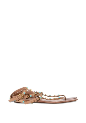 Valentino Garavani Pre-Owned Rockstud strappy thong sandals - Neutrals