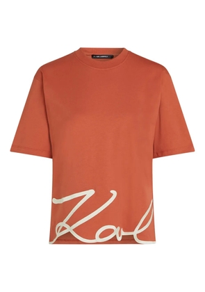 Karl Lagerfeld Signature-hem T-shirt - Orange