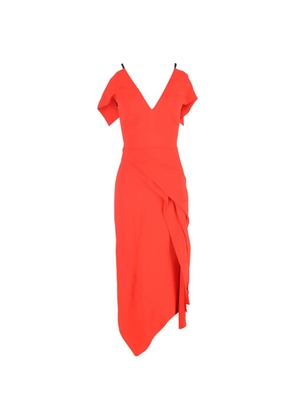 Roland Mouret cold-shoulder asymmetric midi dress - Orange