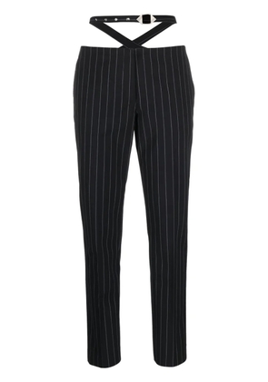 The Attico cut-out pinstriped tailored trousers - Blue