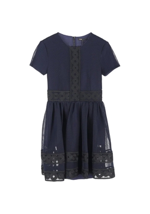 Maje lace-trimmed crew-neck mini dress - Blue