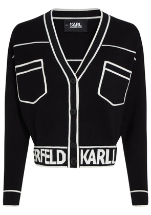 Karl Lagerfeld logo-intarsia cropped cardigan - Black