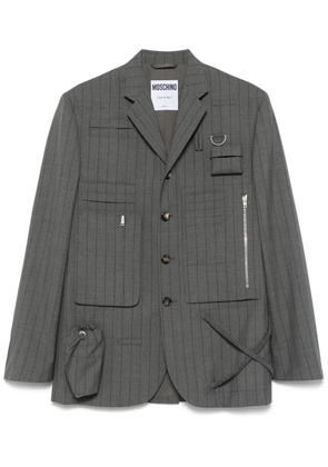 Moschino graphic-print pinstriped blazer - Grey