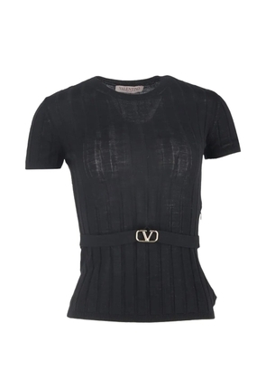 Valentino Garavani Pre-Owned ribbed-knit belted T-shirt - Black