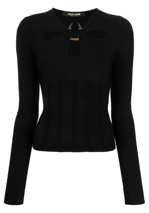 Roberto Cavalli cut-out knit top - Black
