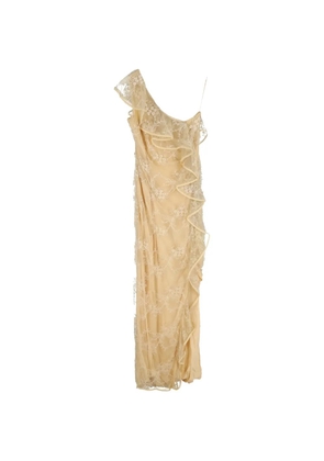 Valentino Garavani Pre-Owned lace ruffled maxi dress - Yellow
