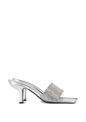 BY FAR crystal-embellished square-toe mules - Silver