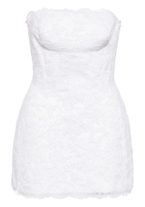 Ermanno Scervino strapless lace minidress - White