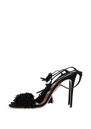 Aquazzura fringed tie heeled sandals - Black