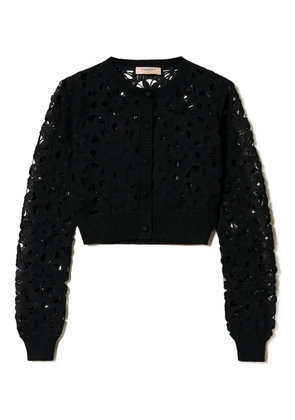TWINSET floral crochet cropped cardigan - Black