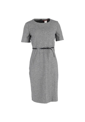 Max Mara houndstooth belted wool midi dress - Grey
