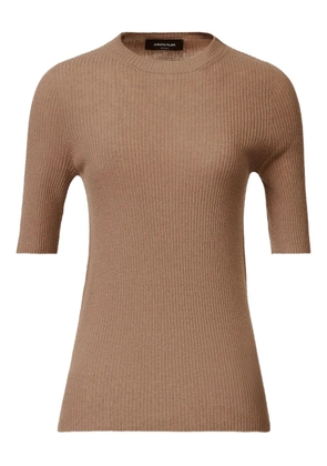 Fabiana Filippi ribbed short-sleeve top - Brown