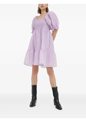 Bruuns Bazaar puff-sleeve tiered mini dress - Purple