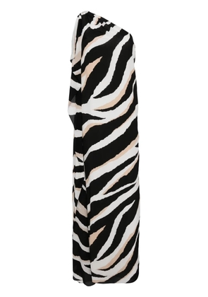 Elie Saab zebra-print silk dress - Black