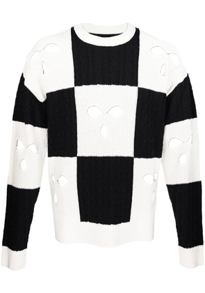 Mostly Heard Rarely Seen checked cut-out wool jumper - Black