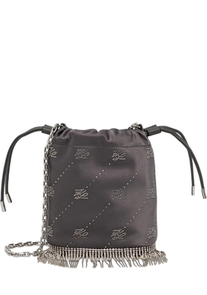 Karl Lagerfeld logo-pattern bucket bag - Grey