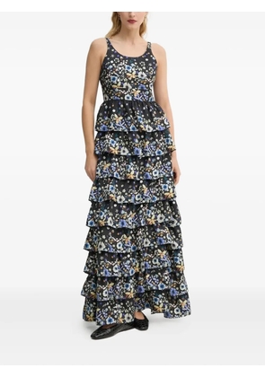 MUNTHE floral-pattern tiered maxi dress - Black