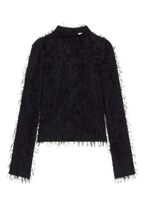 Courrèges feather-embellished long-sleeve top - Black
