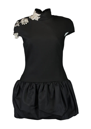 David Koma roses-embellishment-detailing mini dress - Black