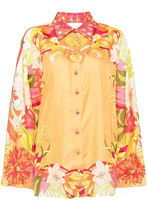 Camilla floral-print silk shirt - Orange