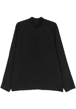 Transit ribbed-band collar linen shirt - Black