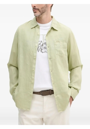GUESS USA embroidered-logo linen shirt - Green