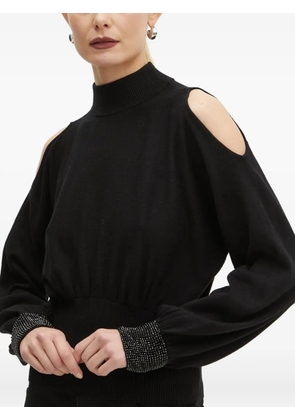 GUESS USA high-neck embellished-cuff sweater - Black